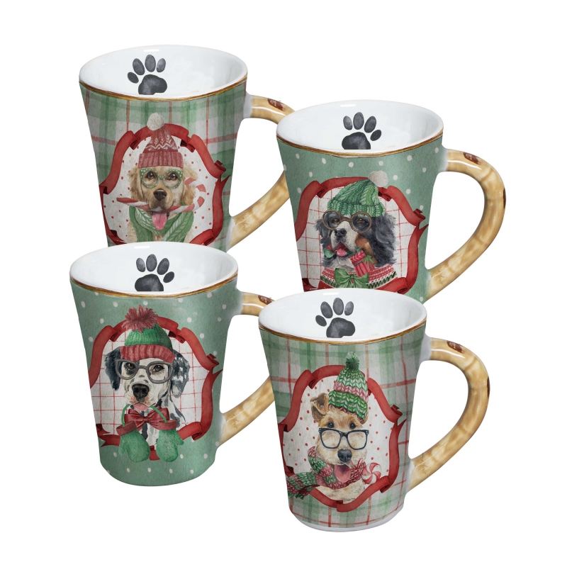 CONJ.4 CANECAS CHRISTMAS DOGS
  Conjunto composto com 4 canecas com 4 estampas diferentes   - Linha Christmas Dogs - 