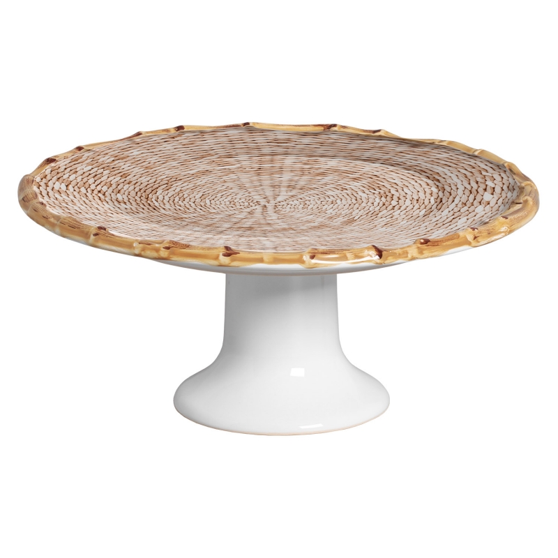 PORTA TORTA C/ PE CESTINHA NATURAL - Linha Carmelle - 