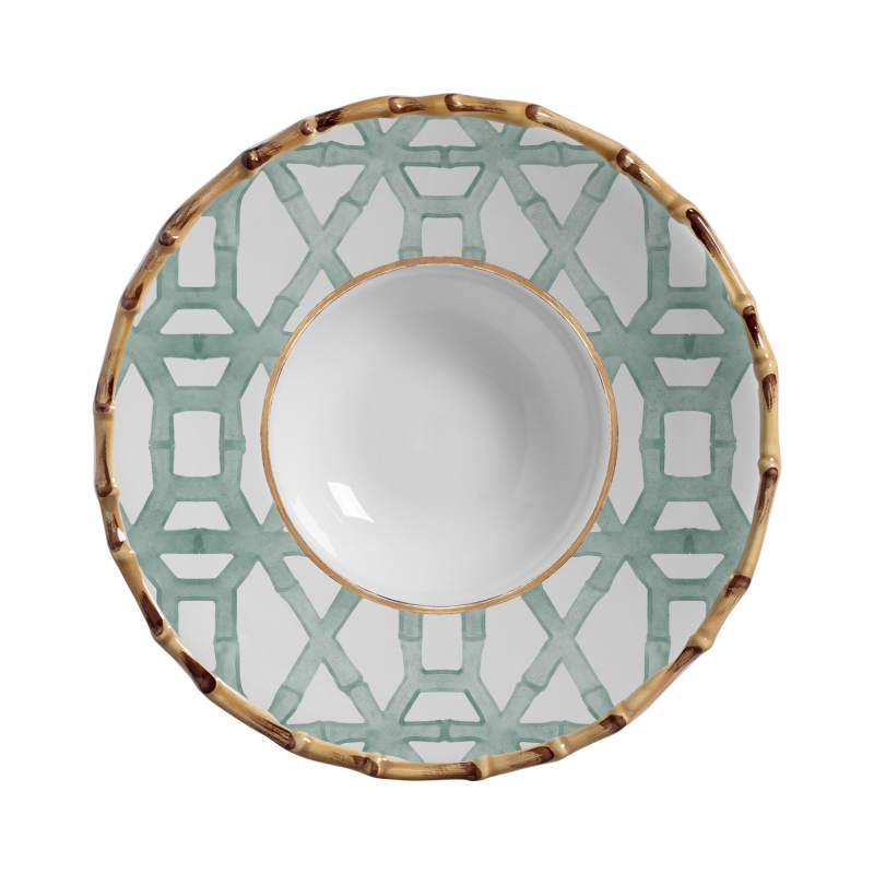 PRATO RISOTO BAMBOO PRINT CELADON - Linha Bamboo Print - 