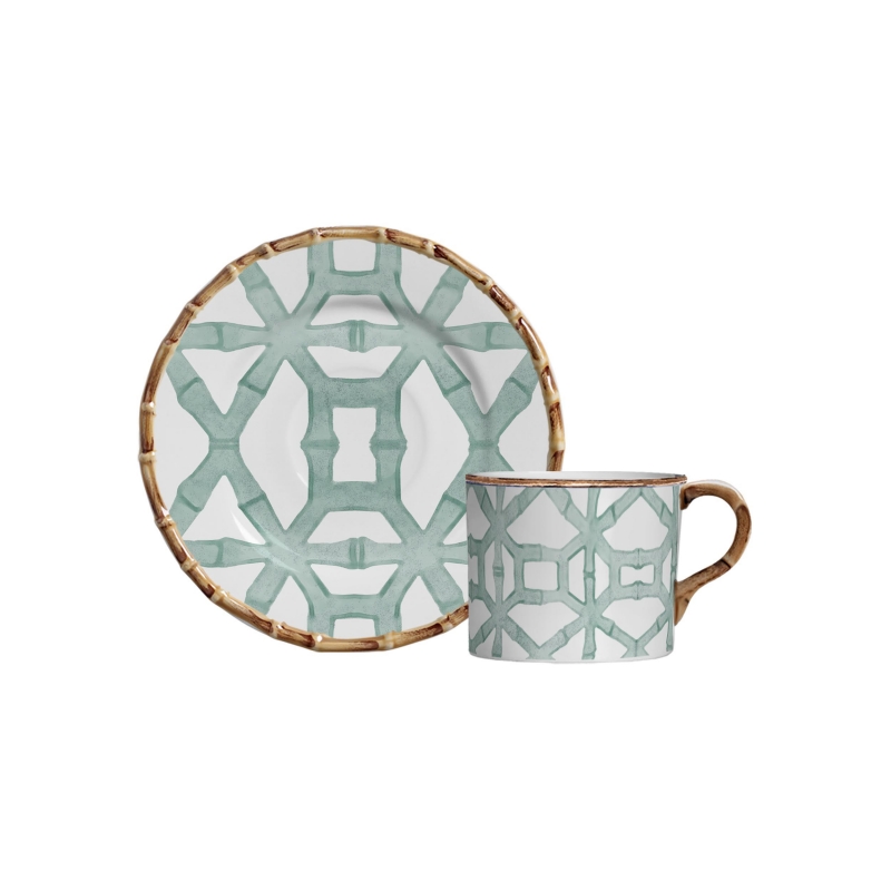 XICARA CHA BAMBOO PRINT CELADON C/ PIRES - Linha Bamboo Print - 