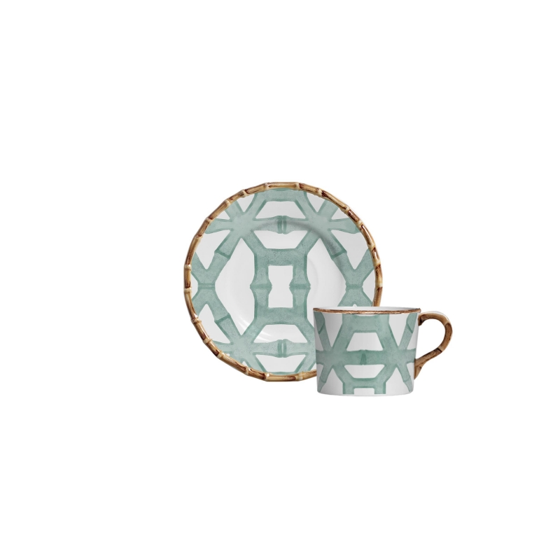 XICARA CAFE BAMBOO PRINT CELADON C/ PIRES - Linha Bamboo Print - 