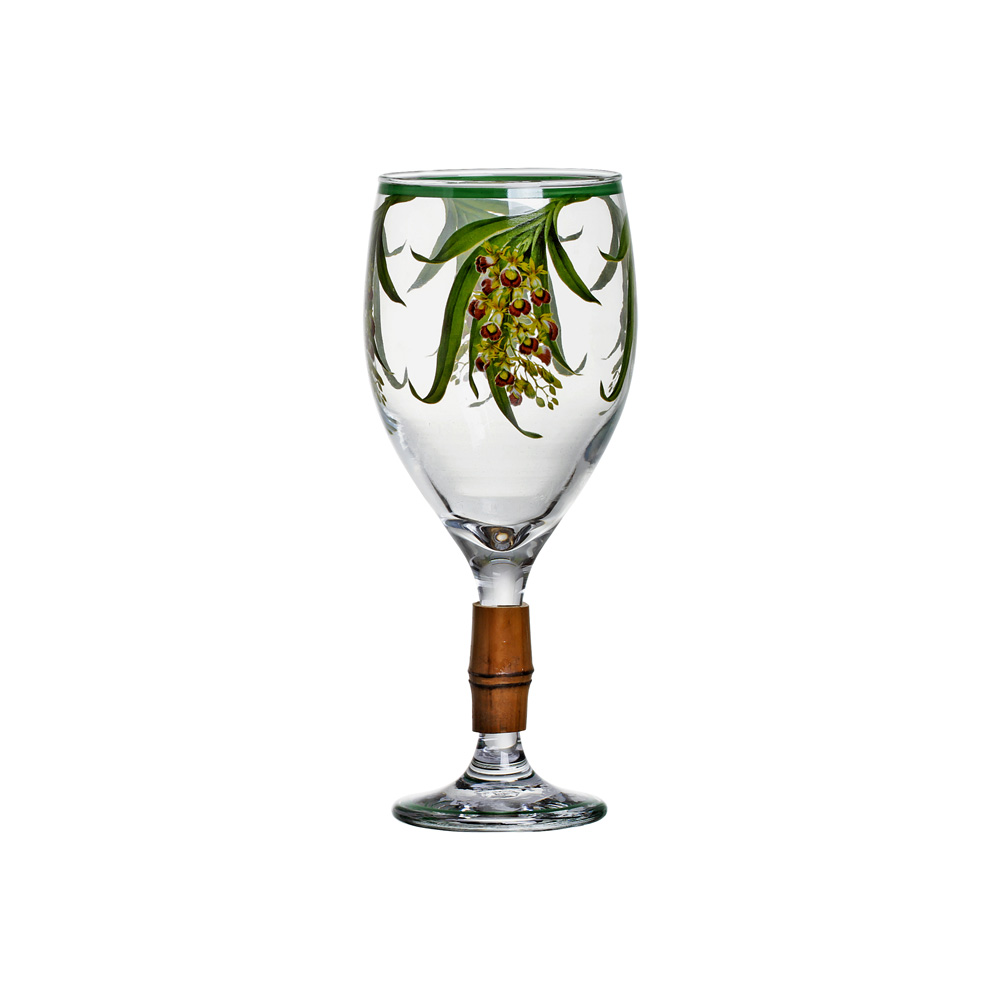 TAÇA DE VINHO ORQUIDEAS C/ BAMBU - Linha Orquídeas - 