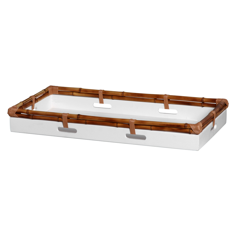 BANDEJA BRANCA C/MDF BAMBU GRANDE -  Bandejas - 