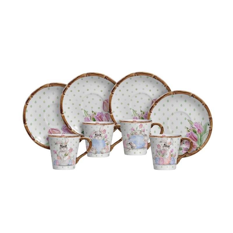 CONJ. 4 XÍCARA CAFÉ C/ PIRES RABBIT'S SNOUT - Linha Rabbit's Snout - 