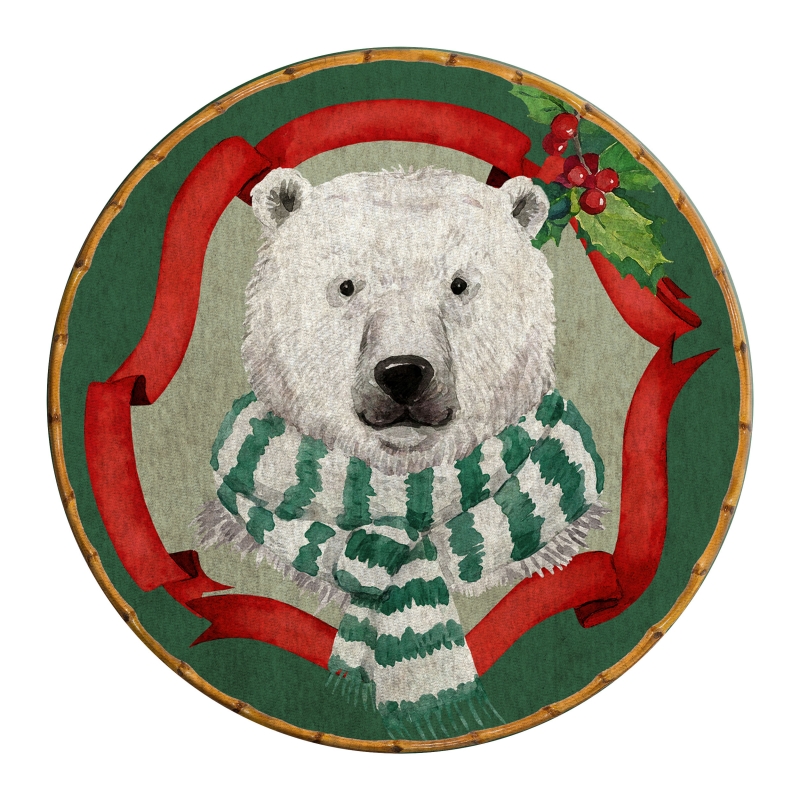 CONJ. CAPINHA JG AMERICANO CHRISTMAS BEARS - URSO POLAR -  Jogo americano - 