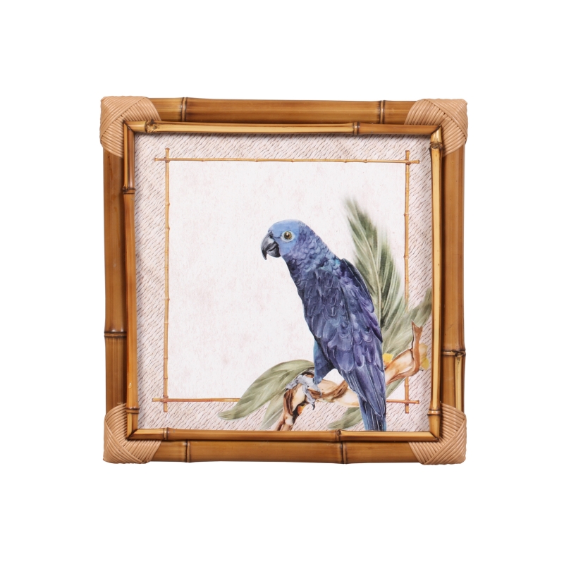 QUADRO BAMBU TROPICAL BIRDS PAPAGAIO AZUL -  Quadros - 