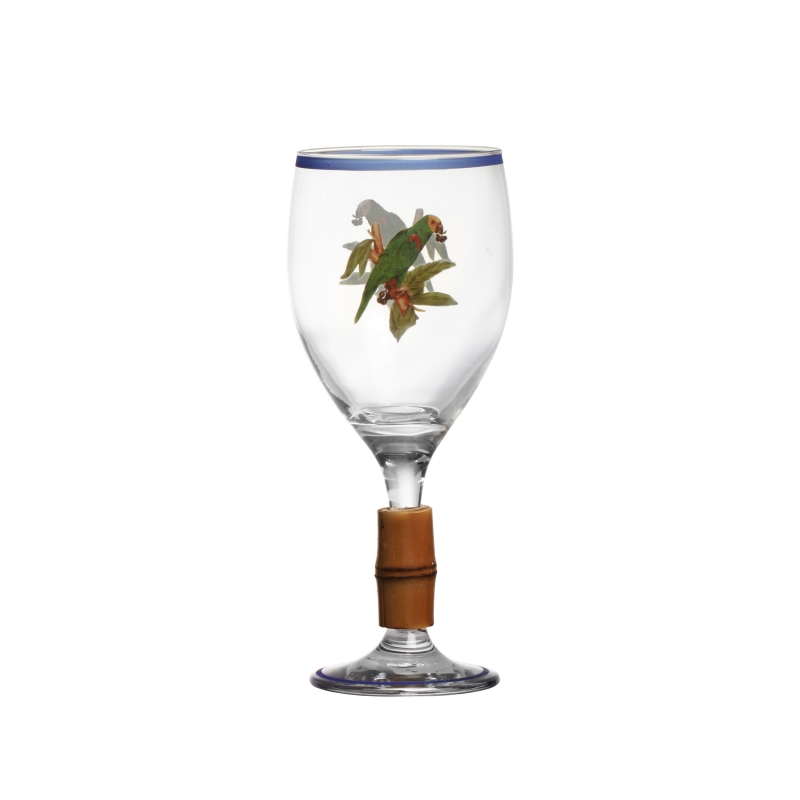 TAÇA DE VINHO  C/ BAMBU TROPICAL BIRDS -  Taças - 