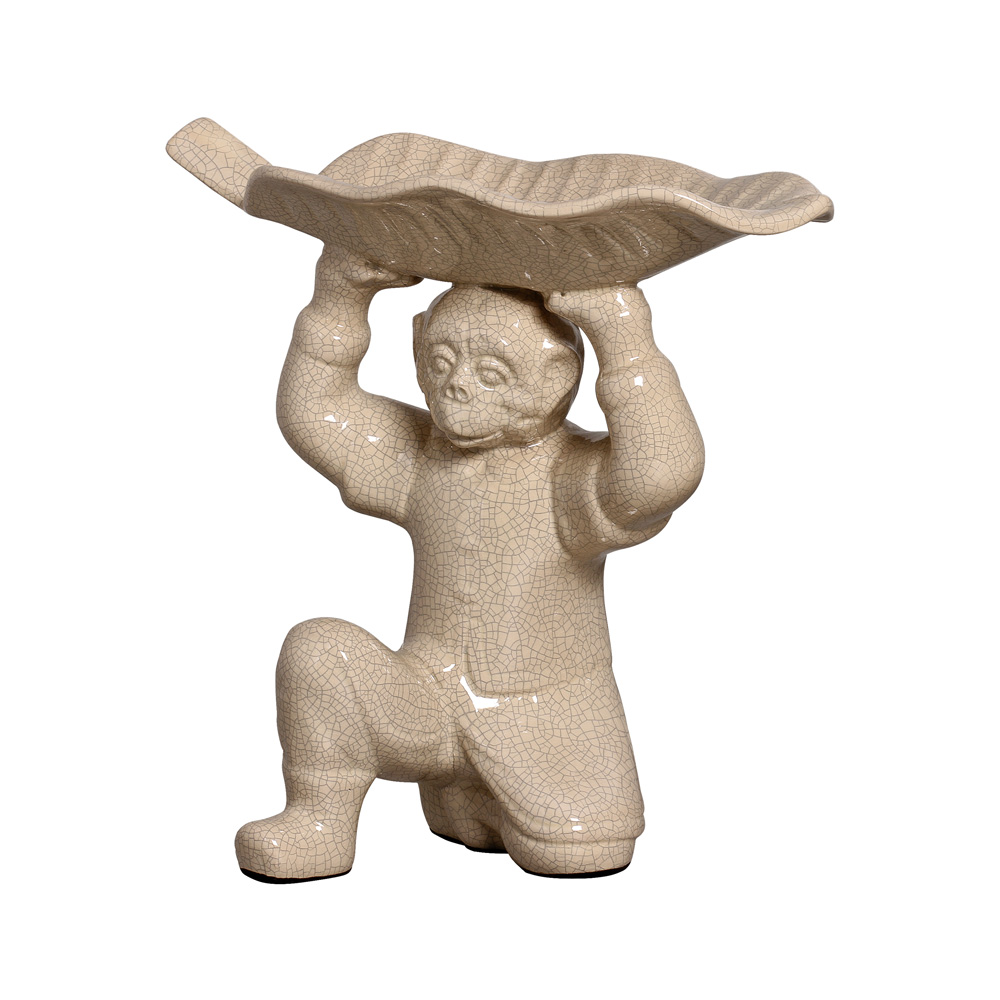 MACACO FOLHA BEGE -  Objetos para Decoração em cerâmica - 