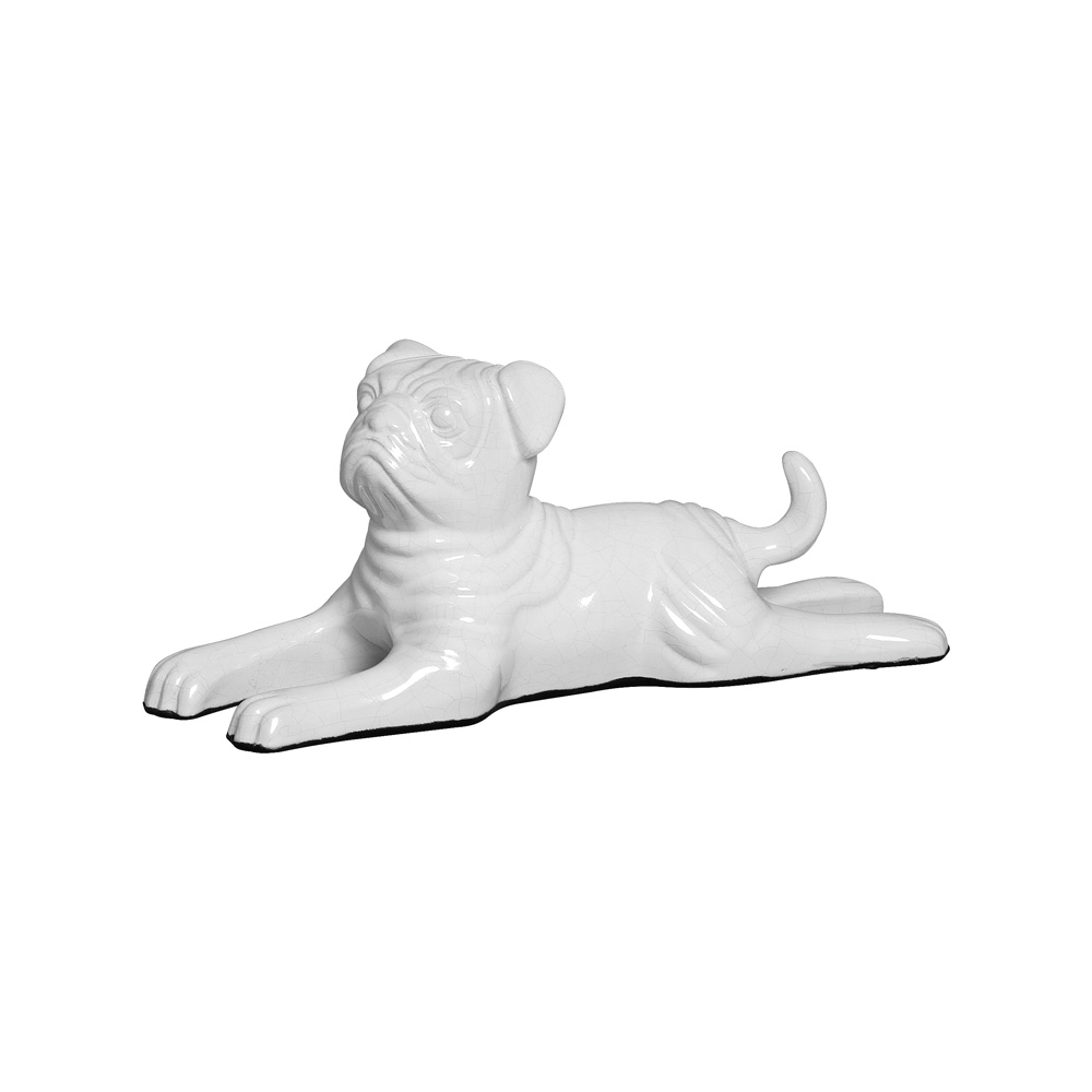 CACHORRO DEITADO BRANCO -  Objetos para Decoração em cerâmica - 