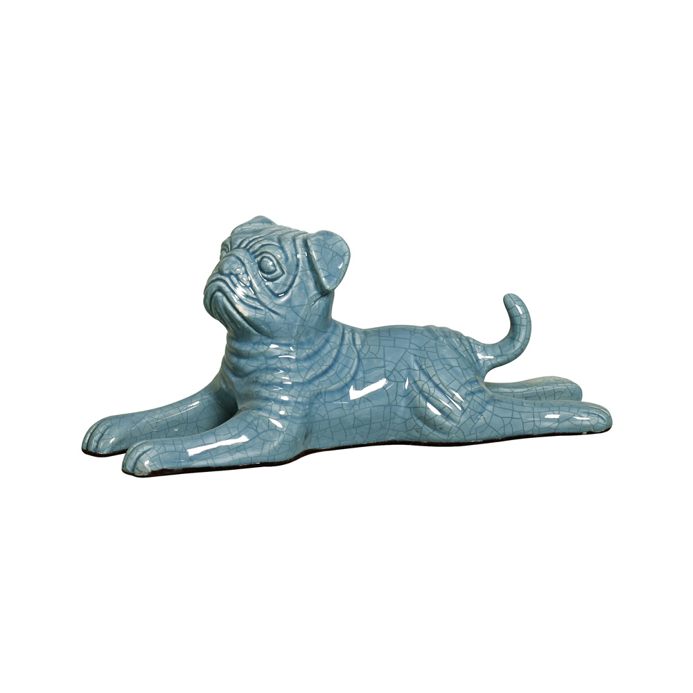 CACHORRO DEITADO AZUL JEANS -  Objetos para Decoração em cerâmica - 