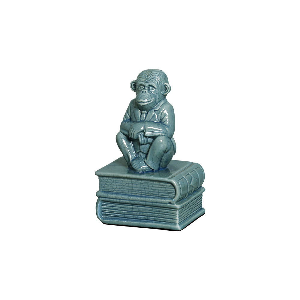 MACACO LIVRO AZUL JEANS -  Objetos para Decoração em cerâmica - 
