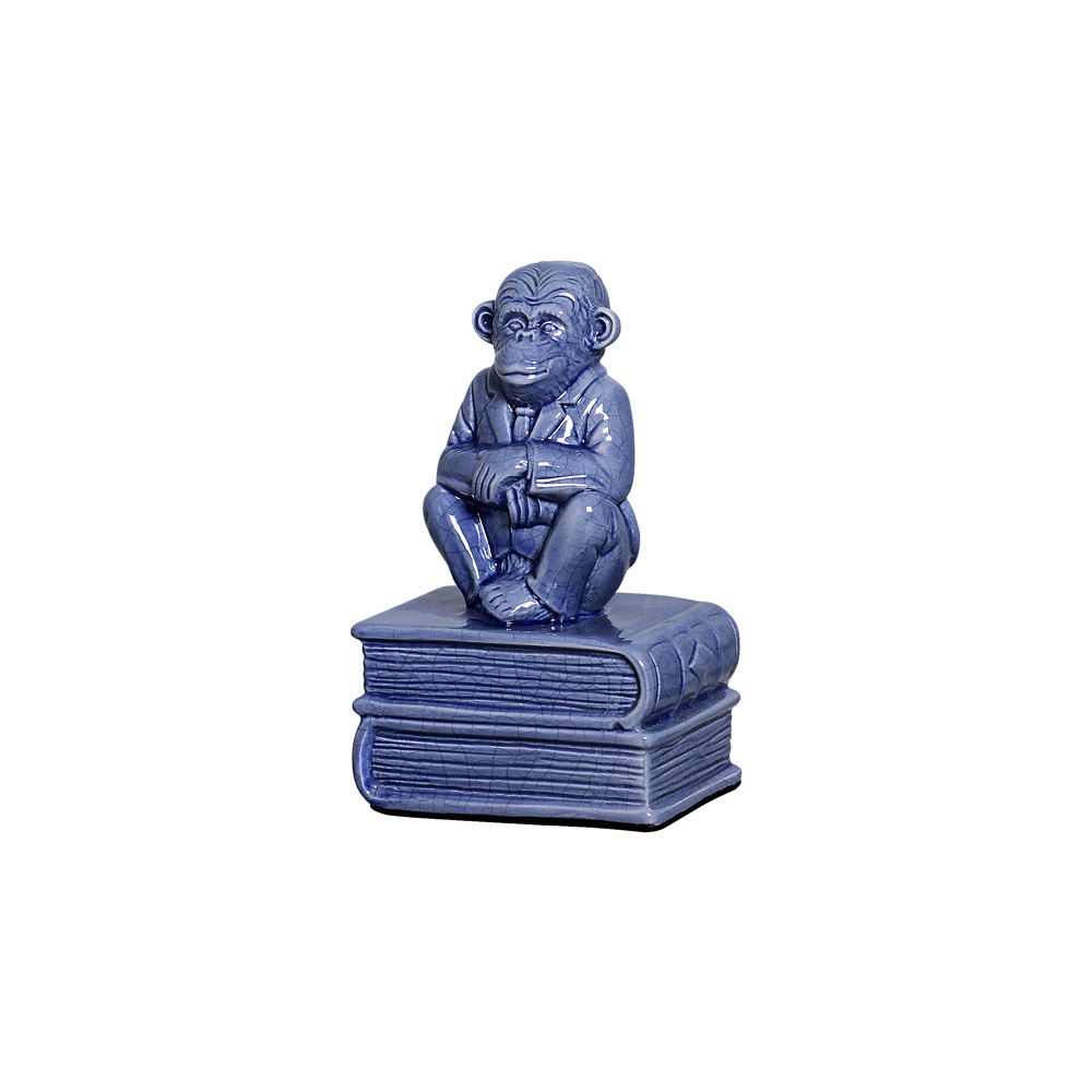 MACACO LIVRO AZUL NOVO -  Objetos para Decoração em cerâmica - 