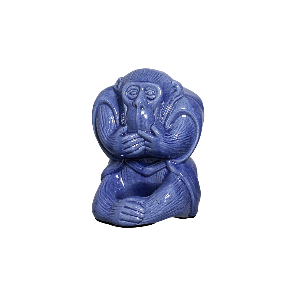 MACACO 1 MUDO AZUL NOVO -  Objetos para Decoração em cerâmica - 