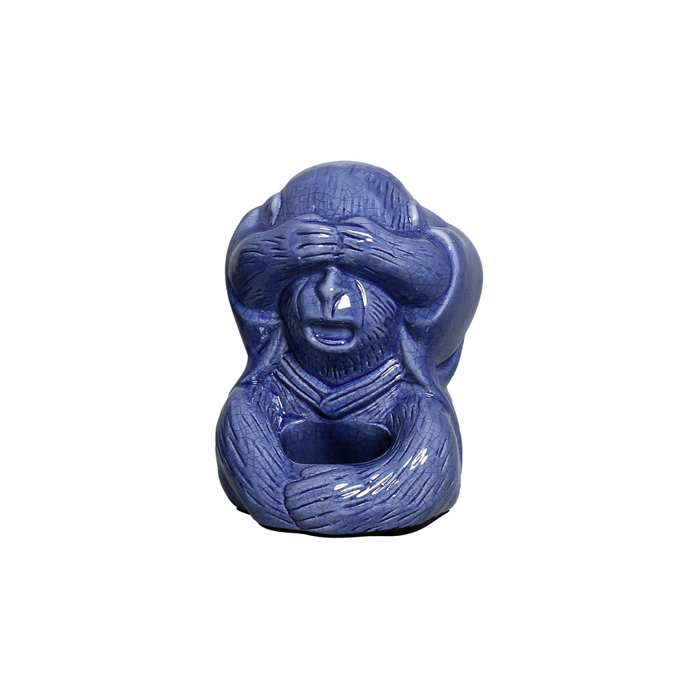 MACACO 3 CEGO AZUL NOVO -  Objetos para Decoração em cerâmica - 