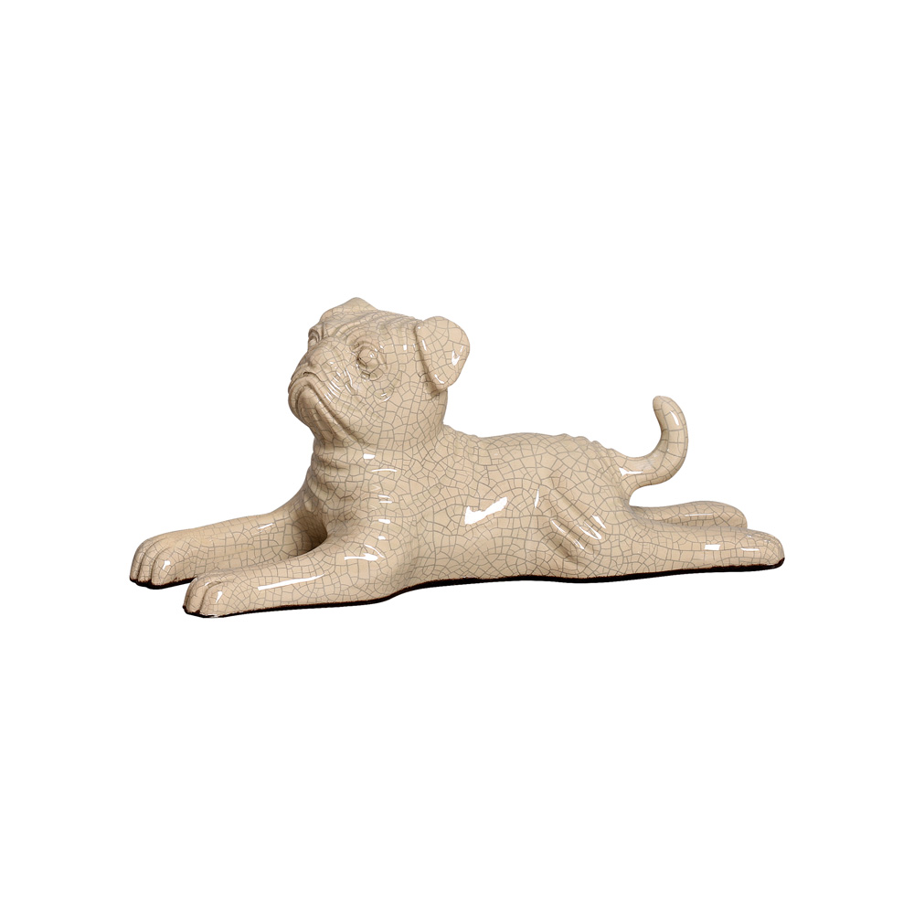 CACHORRO DEITADO BEGE -  Objetos para Decoração em cerâmica - 