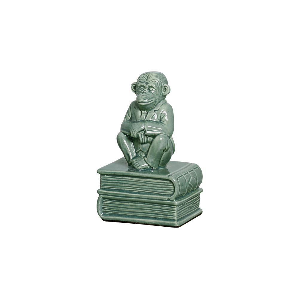 MACACO LIVRO VERDE FOLHA -  Objetos para Decoração em cerâmica - 