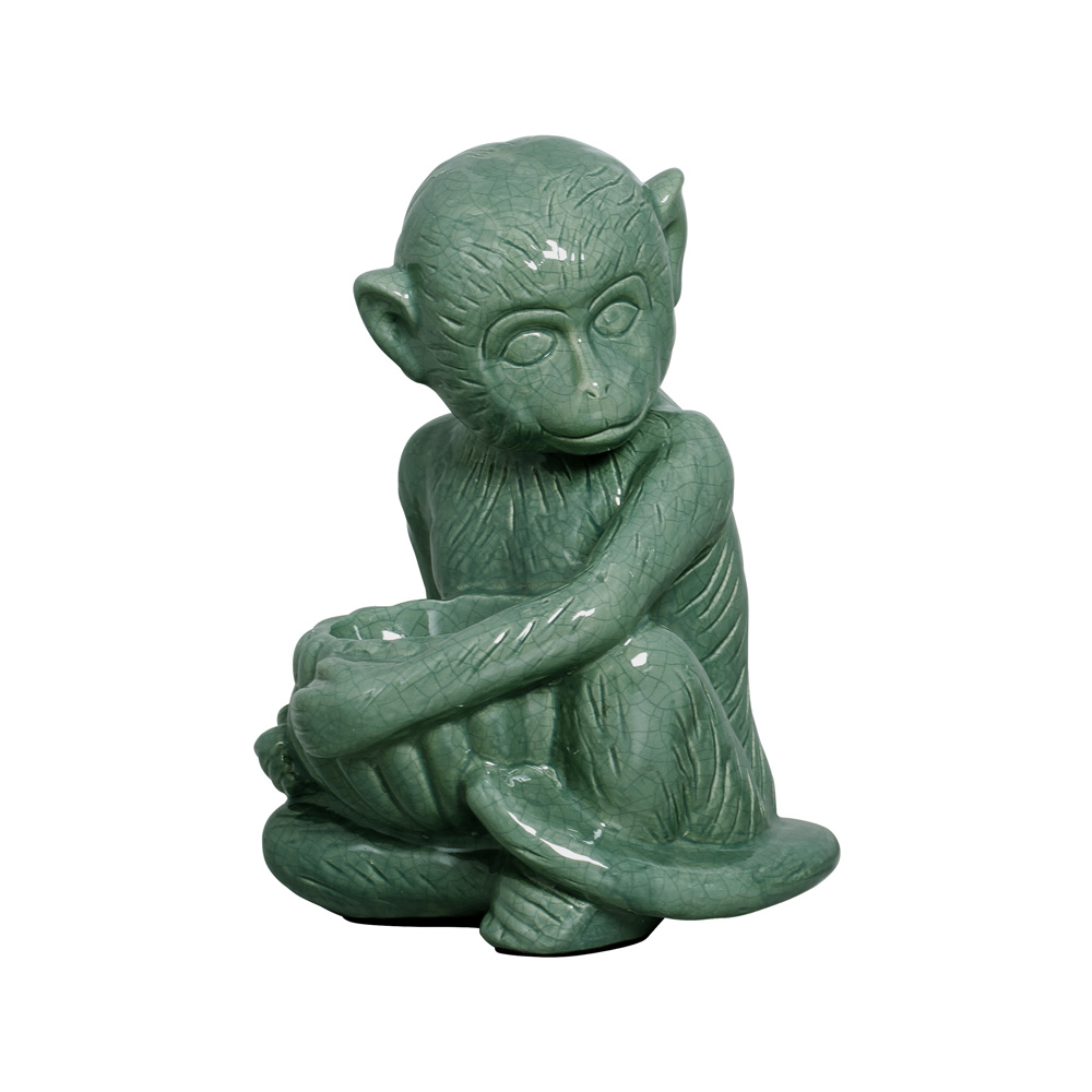 MACACO GG VERDE FOLHA -  Objetos para Decoração em cerâmica - 