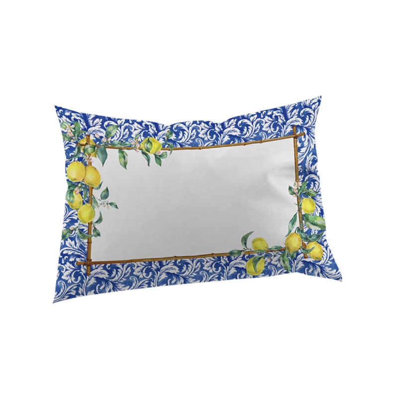 ALMOFADA DE RIM LIMONCELLO BORDA AZUL -  Complementos - 