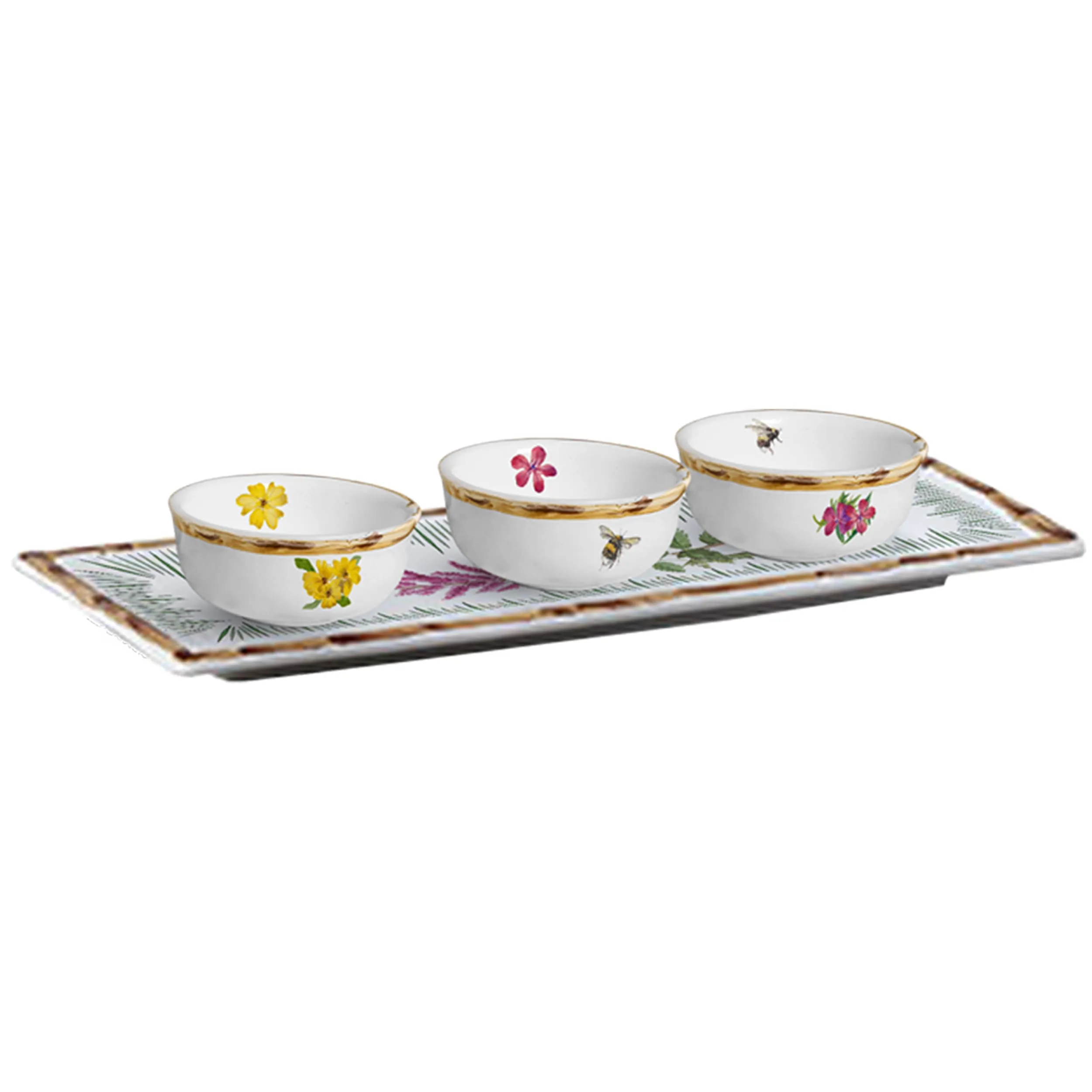 TRAVESSA RETANGULAR C/ BOWL WILD FLOWERS - Linha Wild Flowers - 