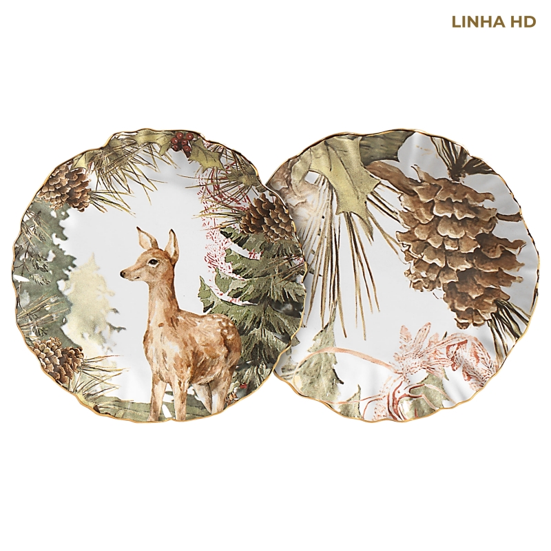 PRATO SOBREMESA CERF DES CHAMP C/ OURO - Linha Cerf des Champ - HD - 