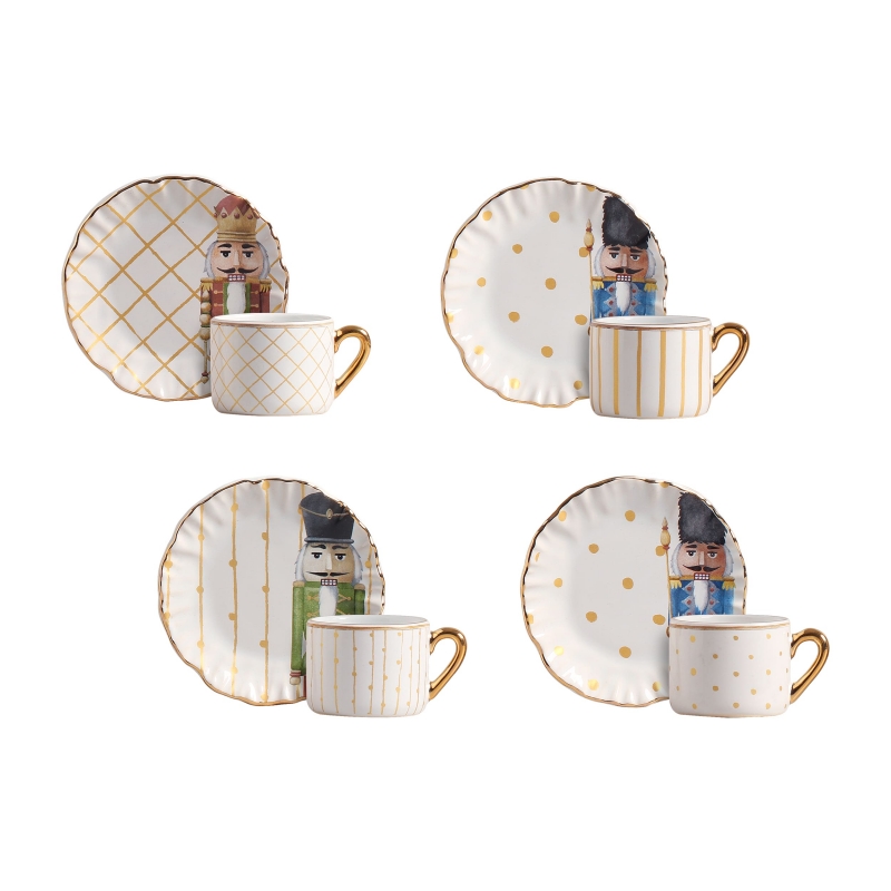 CONJ. 4 XICARAS CAFE  NUTCRACKER C/ PIRES - Linha Nutcracker - 