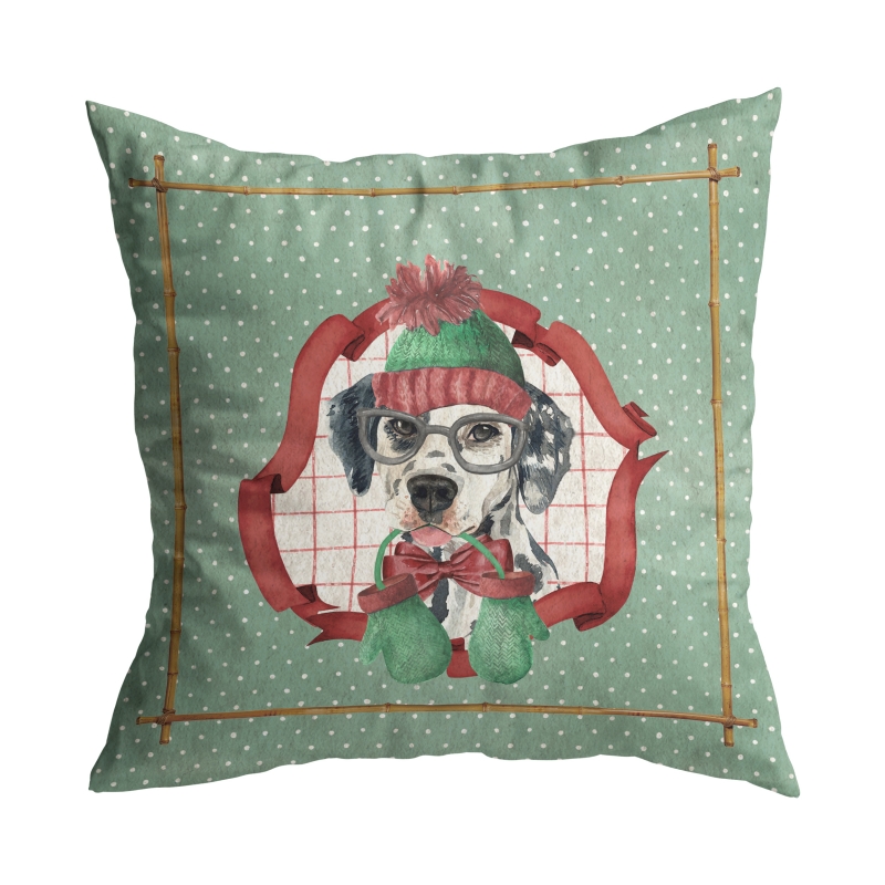 ALMOFADA CHRISTMAS DOGS BOLINHA LAÃ‡O VERMELHO - Linha Christmas Dogs - 