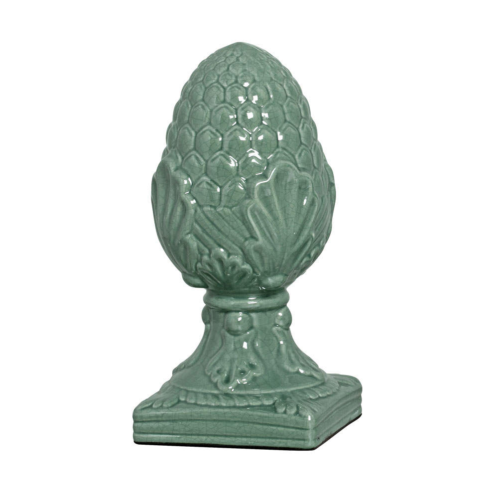 PINHA PEQ VERDE FOLHA -  Objetos para Decoração em cerâmica - 