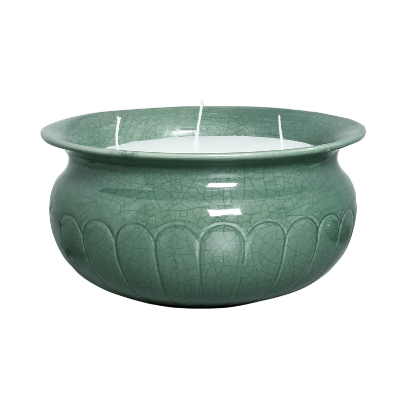 CACHEPOT REDONDO TACA C/VELA G VERDE FOLHA -  Cachepot - 