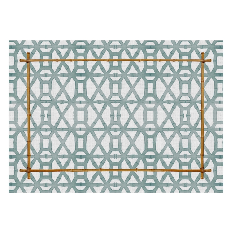 CONJ. JOGO AMERICANO BAMBOO PRINT CELADON - Linha Bamboo Print - 