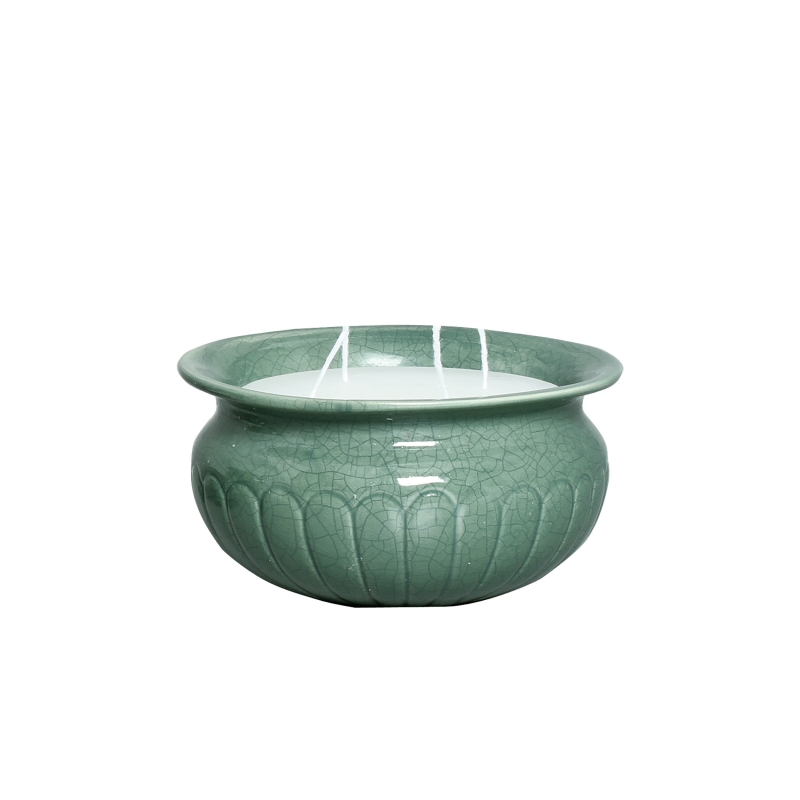 CACHEPOT REDONDO TACA C/VELA M VERDE FOLHA -  Cachepot - 