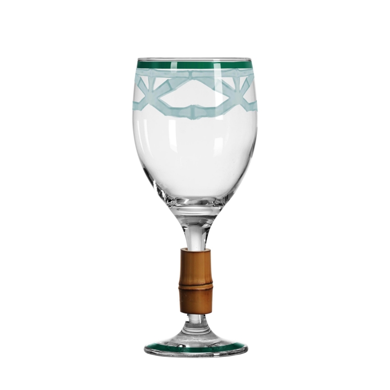 TACA DE VINHO BAMBOO PRINT CELADON C/ BAMBU - Linha Bamboo Print - 