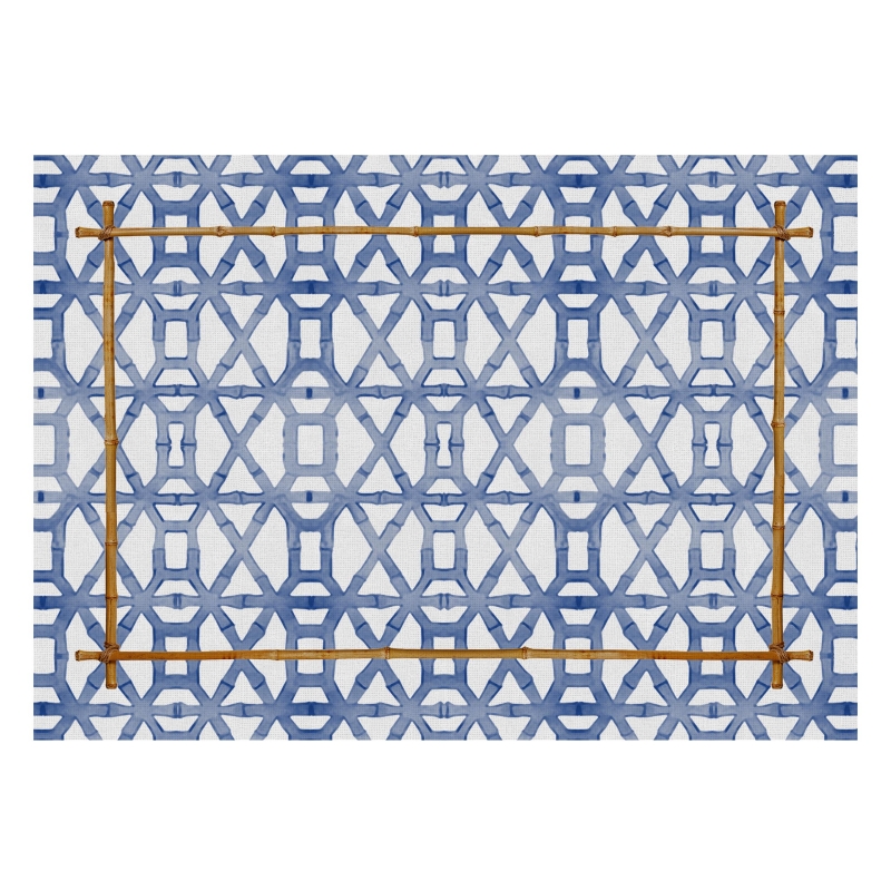 CONJ.JOGO AMERICANO BAMBOO PRINT AZUL - Linha Bamboo Print - 