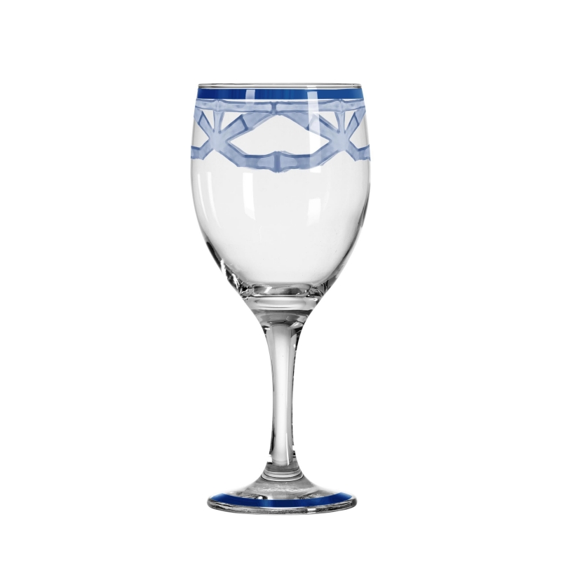 TACA DE VINHO BAMBOO PRINT AZUL - Linha Bamboo Print - 