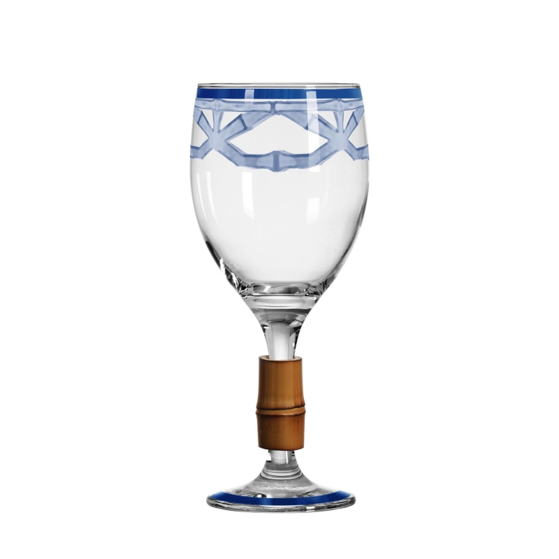 TACA DE VINHO BAMBOO PRINT AZUL C/ BAMBU - Linha Bamboo Print - 