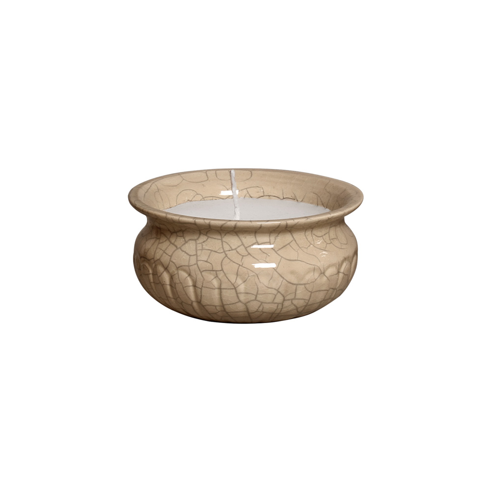 CACHEPOT REDONDO TACA C/ VELA M BEGE -  Cachepot - 