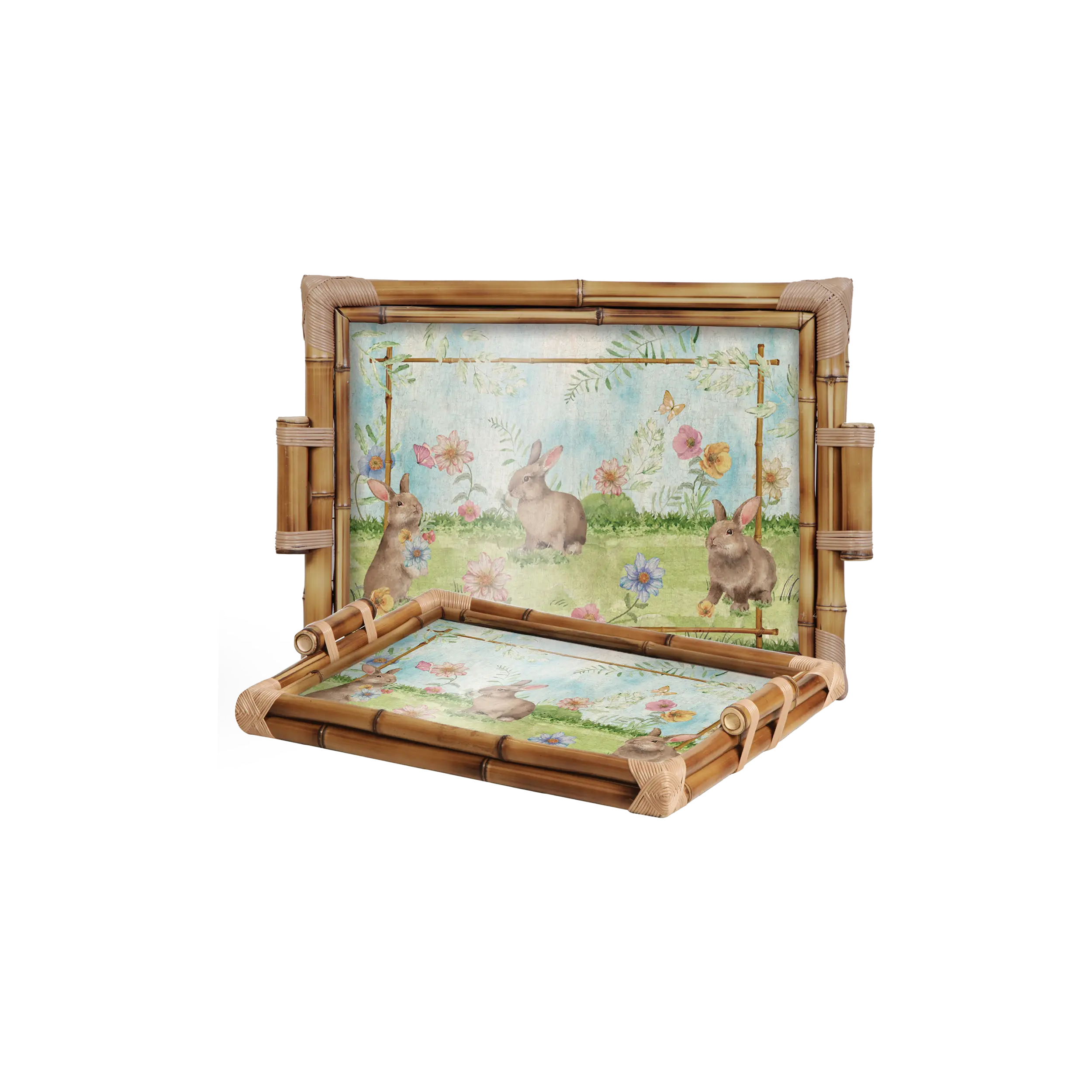 BANDEJA BAMBU DUPLA RABBIT'S GARDEN G - Linha Rabbit's Garden - 