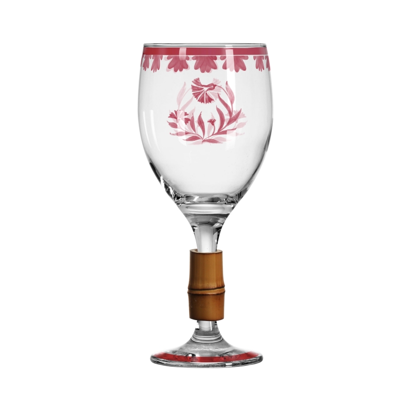 TACA DE VINHO COLORFUL HANDMADE ROSA C/ BAMBU - Linha Colorful Handmade - 