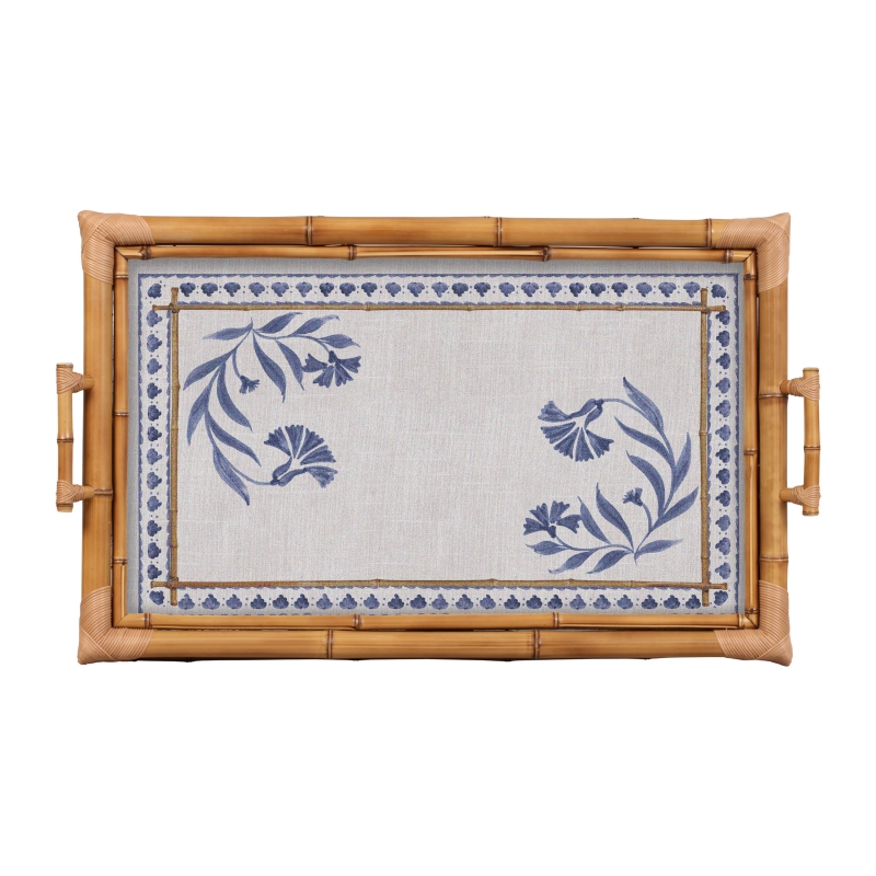 BANDEJA BAMBU DUPLA COLORFUL HANDMADE AZUL GG - Linha Colorful Handmade - 
