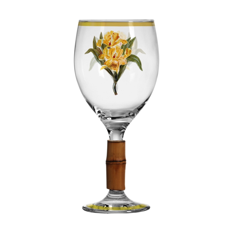 TACA DE AGUA ORQUIDEE AMARELA C/ BAMBU - Linha Orquidée - 