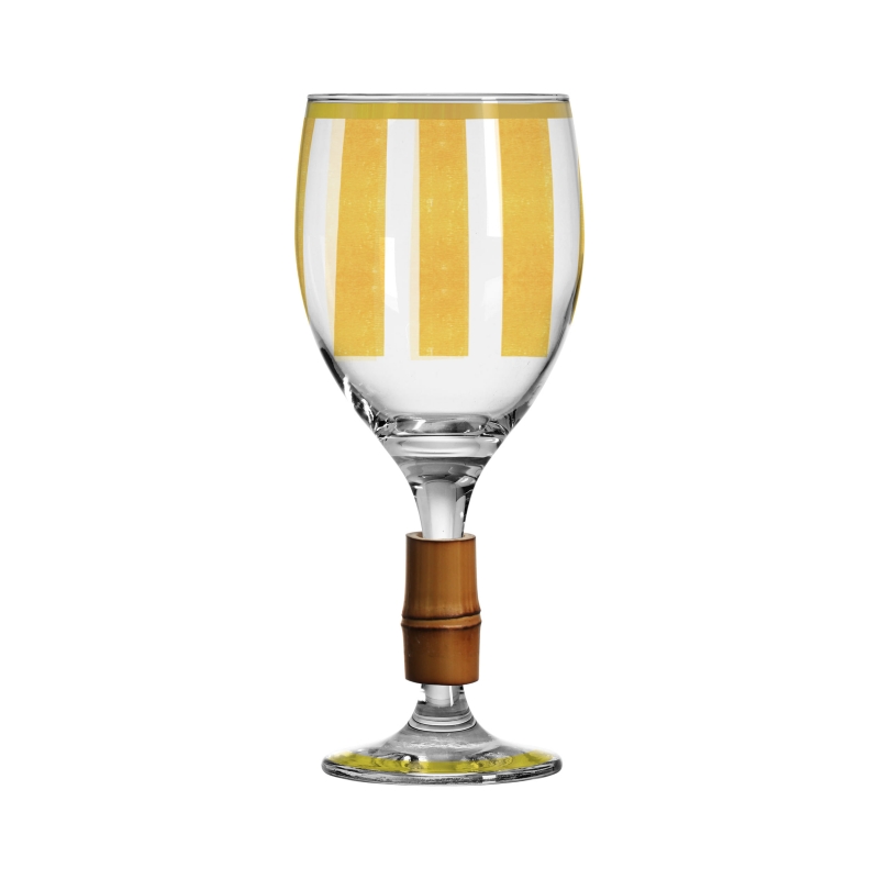 TACA DE VINHO ORQUIDEE AMARELA C/ BAMBU - Linha Orquidée - 