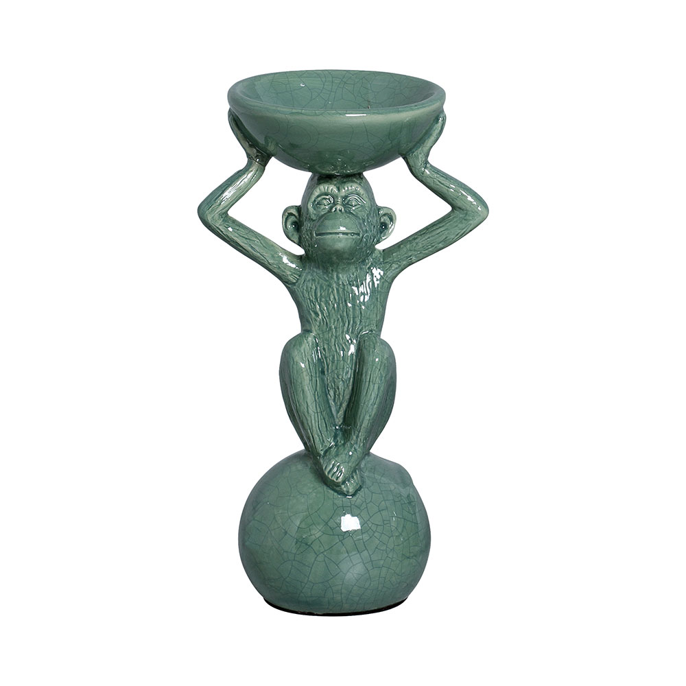 BOLA MACACO VERDE FOLHA -  Objetos para Decoração em cerâmica - 