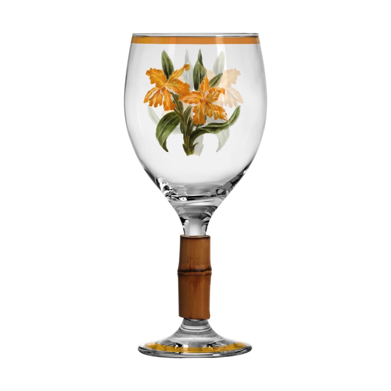 TACA DE AGUA ORQUIDEE LARANJA C/ BAMBU - Linha Orquidée - 