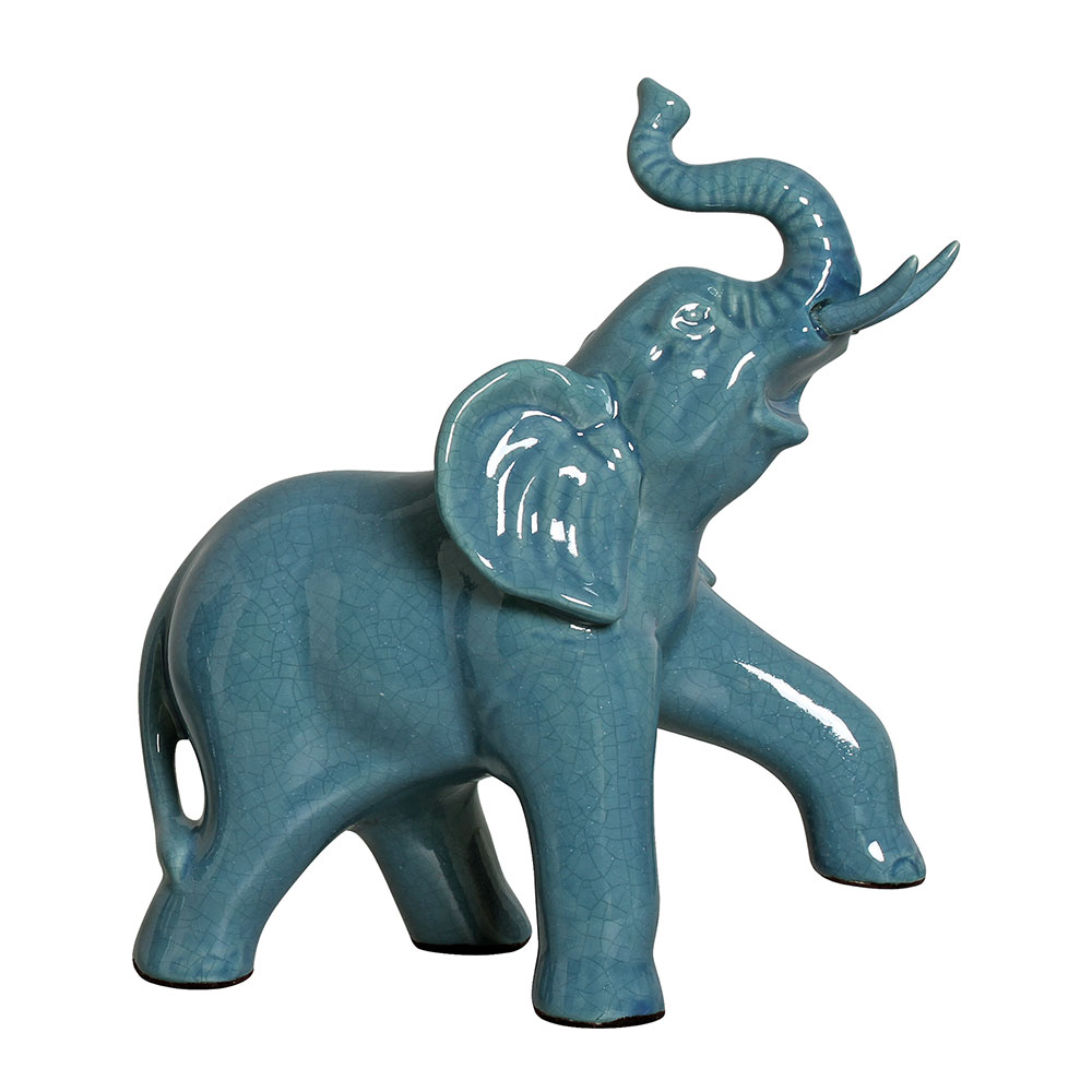 ELEFANTE C/MARFIM AZUL JEANS -  Objetos para Decoração em cerâmica - 