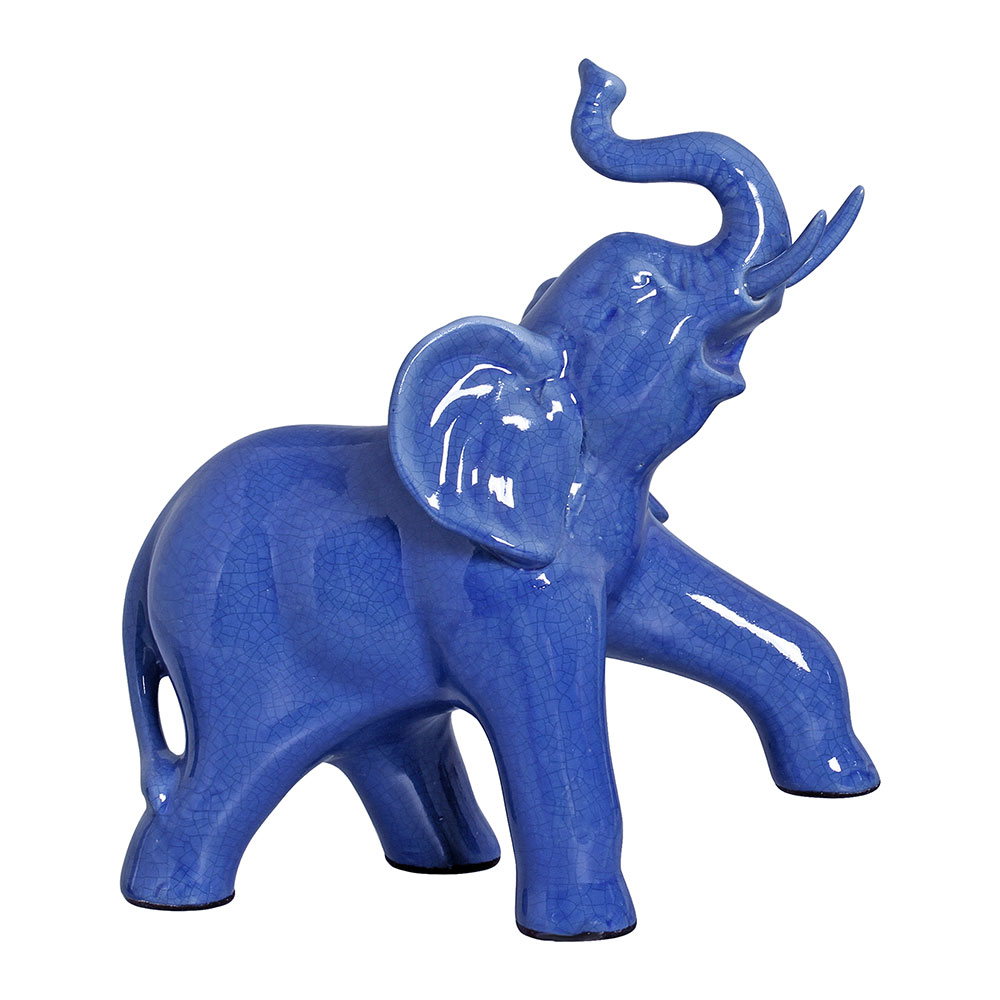 ELEFANTE C/MARFIM AZUL NOVO -  Objetos para Decoração em cerâmica - 