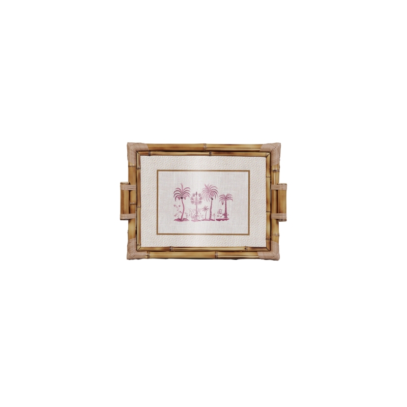 BANDEJA BAMBU DUPLA PETIT POA TROPICALLE ROSA M - Linha Petit Poa Tropicalle - 