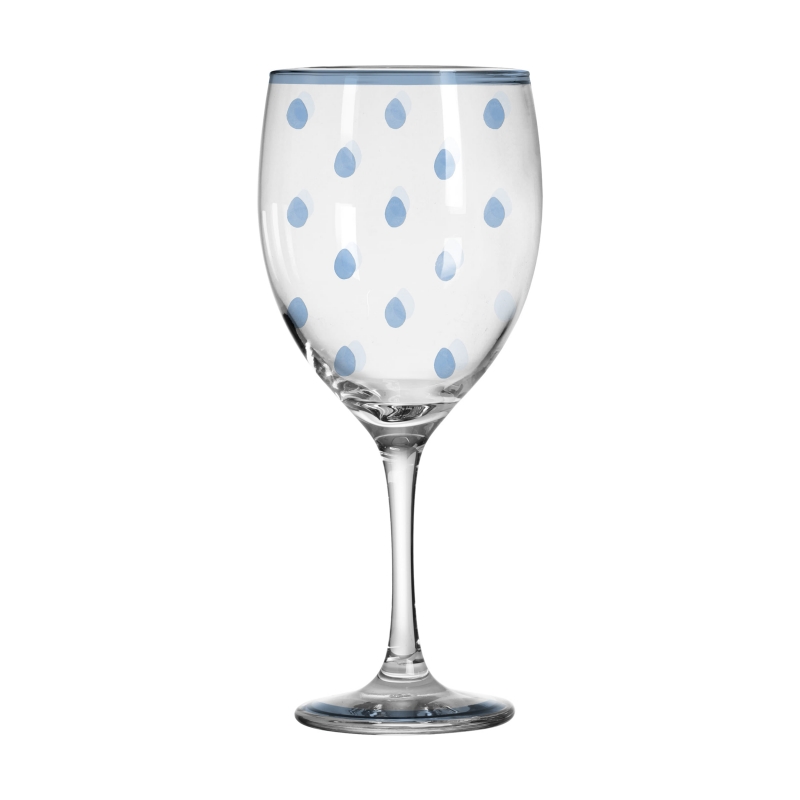 TACA DE AGUA BOLINHA AZUL C/ FILETE AZUL - Linha Teatime - HD - 