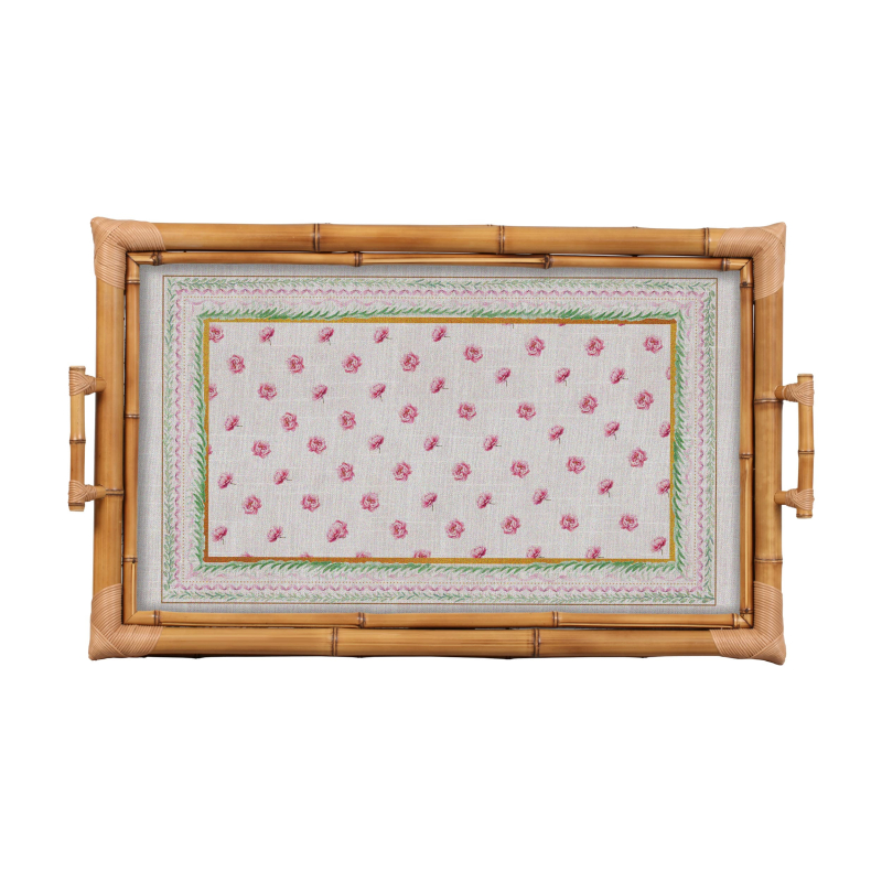 BANDEJA BAMBU DUPLA FLEUR DE ROSE GG - Linha Fleur de Rose - 