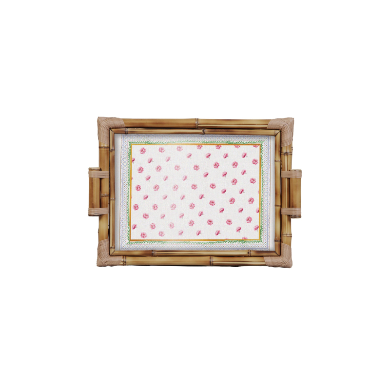BANDEJA BAMBU DUPLA FLEUR DE ROSE G - Linha Fleur de Rose - 