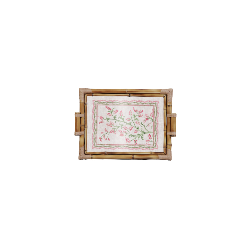 BANDEJA BAMBU DUPLA PINK PALM M - Linha Pink Palm - HD - 