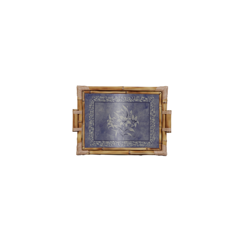 BANDEJA BAMBU DUPLA SOFT BLOOM AZUL M - Linha Soft Bloom - HD - 